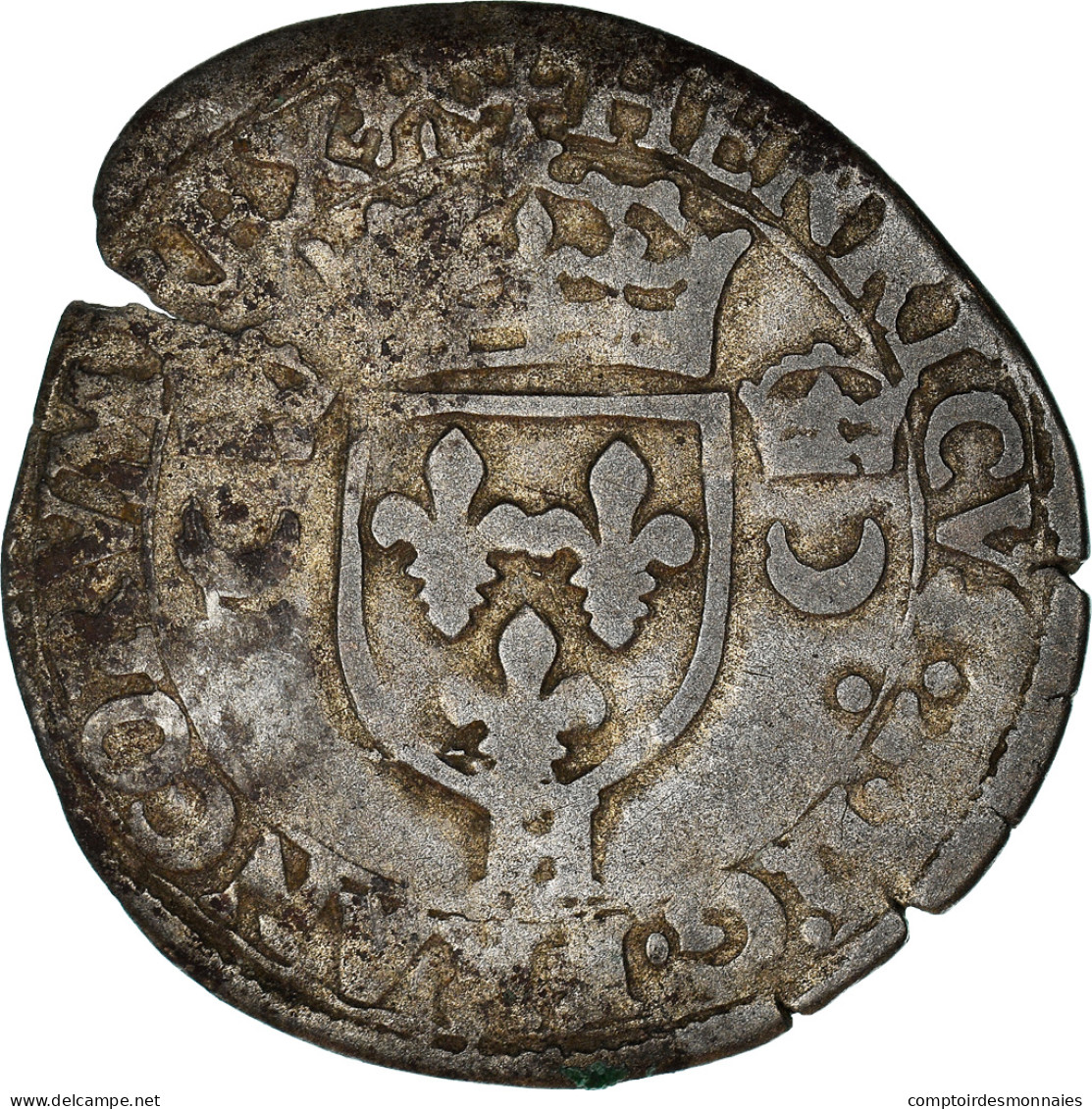 Monnaie, France, Henri II, Douzain Aux Croissants, 1552, La Rochelle, TB+ - 1547-1559 Enrico II