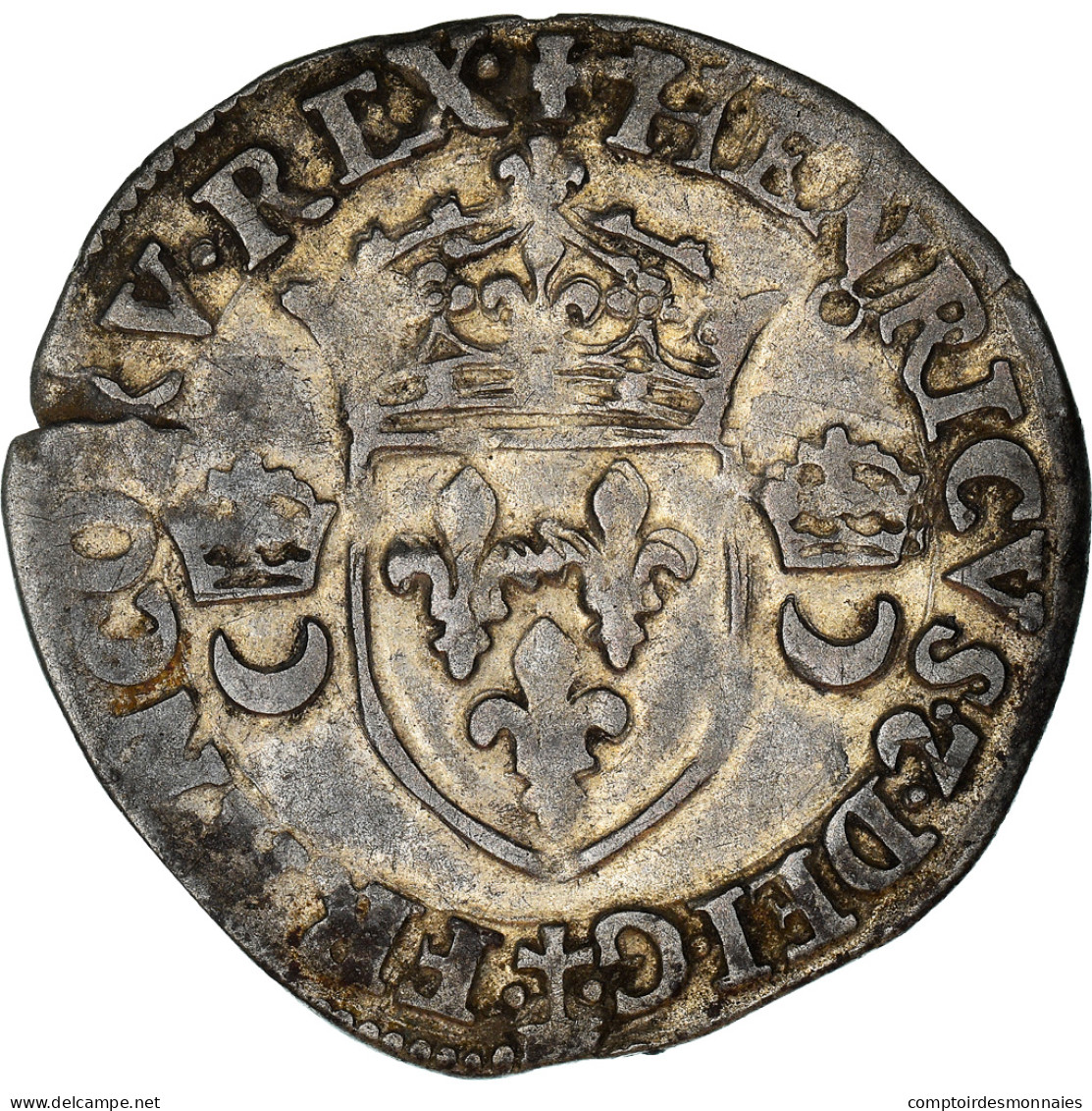 Monnaie, France, Henri II, Douzain Aux Croissants, 1550, Montélimar, TTB - 1547-1559 Henri II