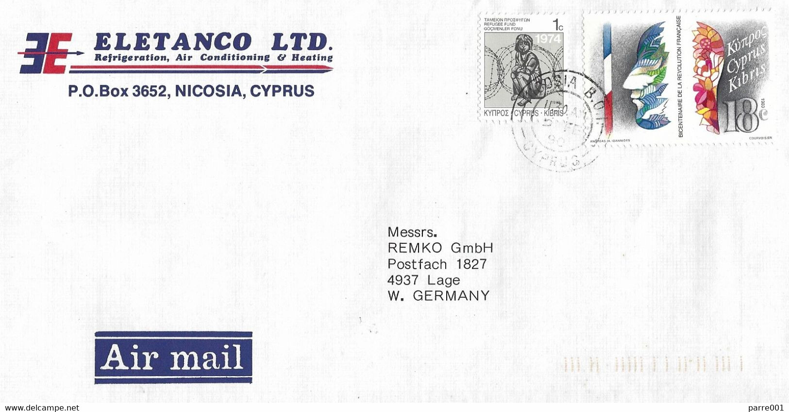 Cyprus 1990 Nicosia BO1 French Revolution Brain Cover - Rivoluzione Francese