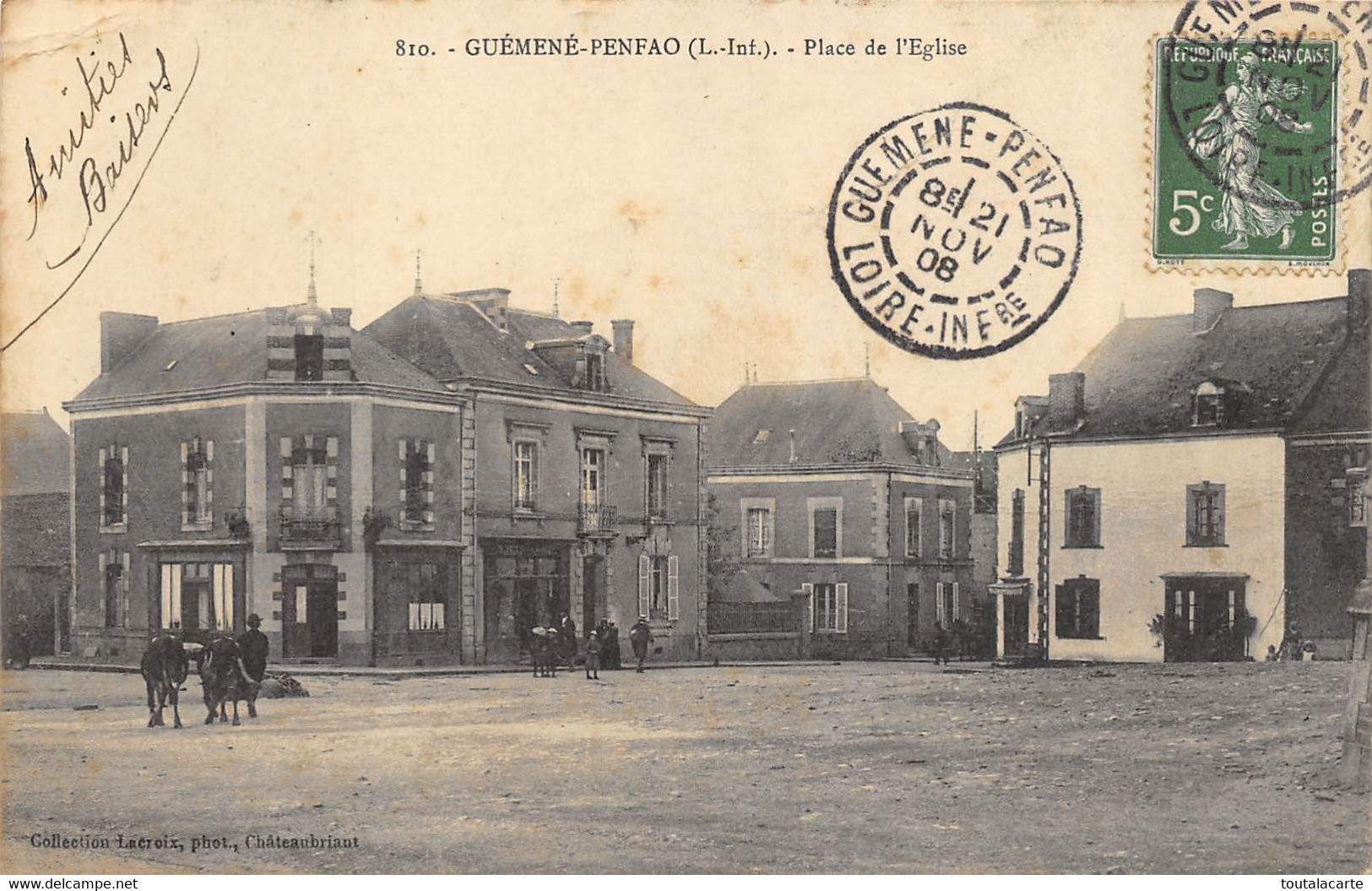 CPA 44 GUEMENE-PENFAO PLACE DE L'EGLISE - Guémené-Penfao