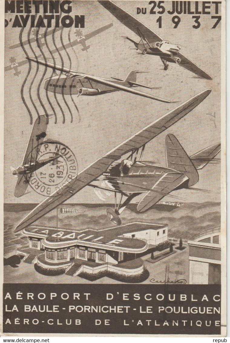France 1937 Meeting D'aviation De La Baule, Carte Voyagée - Aviation