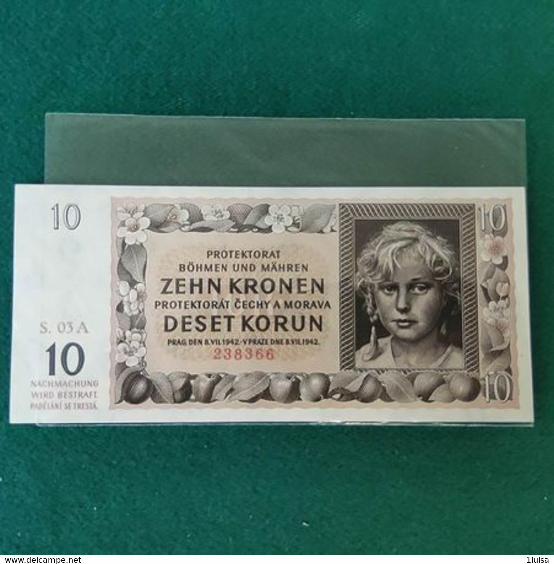 BOEMIA MORAVIA 10 KORUNE 1942 - Czechoslovakia