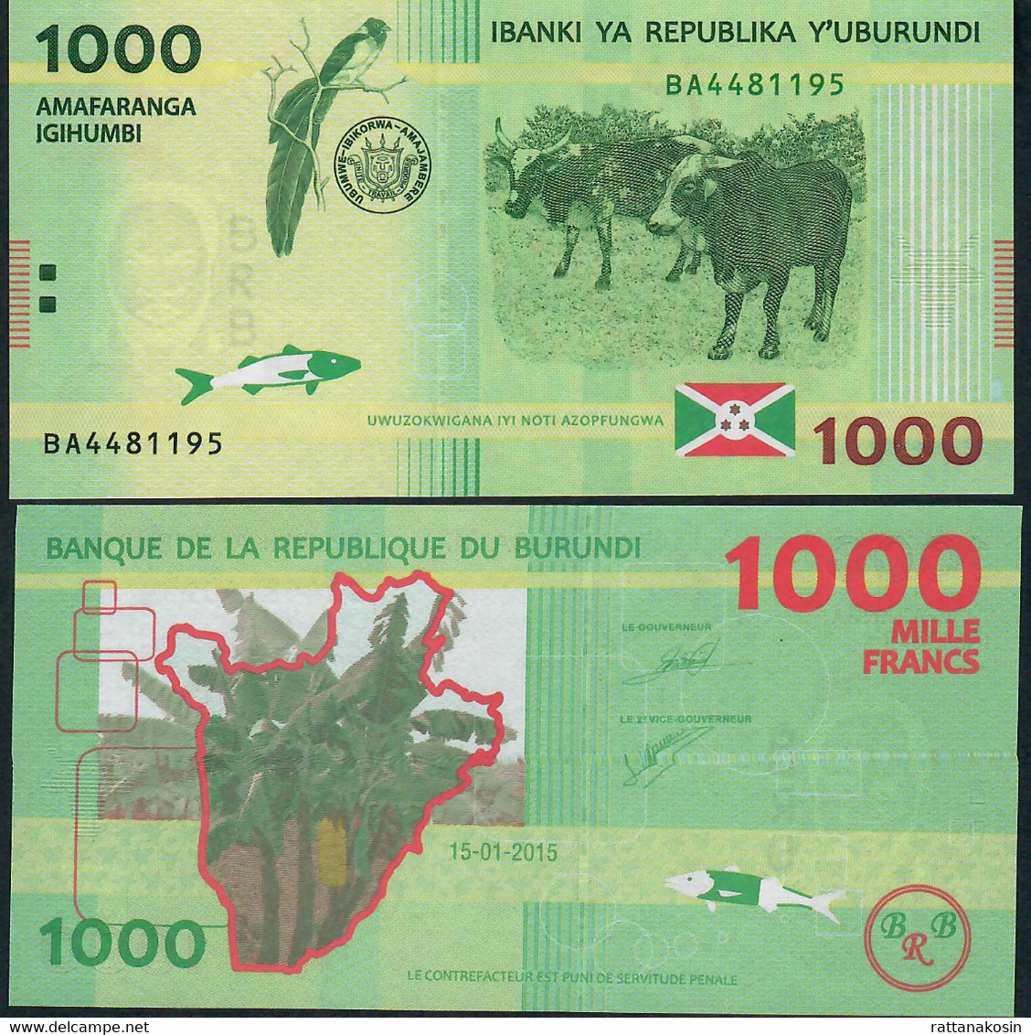 BURUNDI P51 1000  FRANCS 2015  #BA  UNC. - Burundi