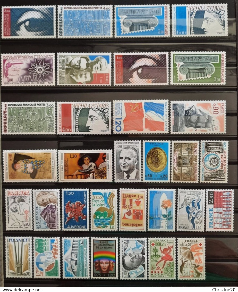 France 1975 Année Complete 33 Timbres **TB Cote 34€ - 1970-1979