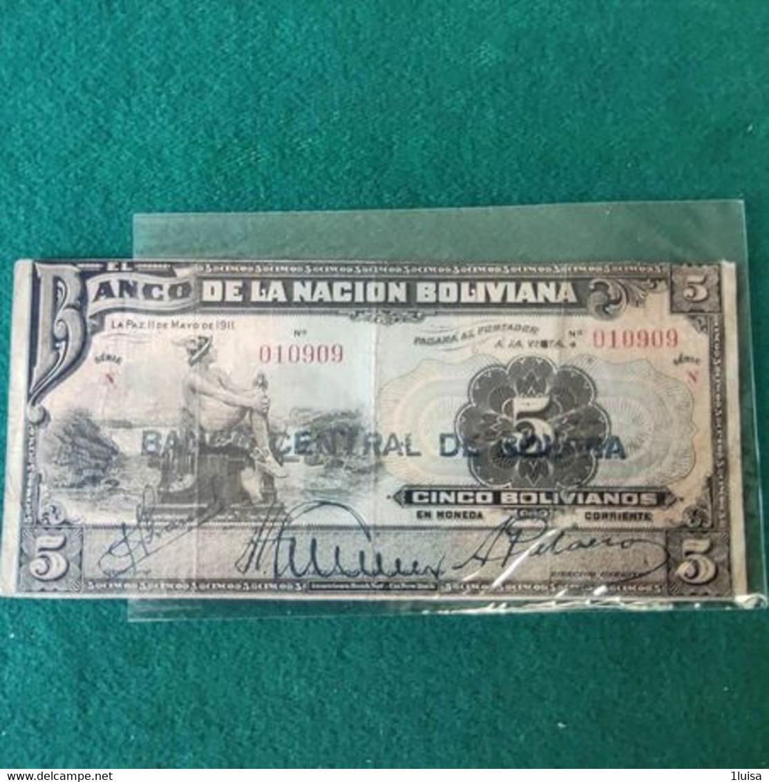 BOLIVIA 5 BOLIVANOS 1911 - Bolivie