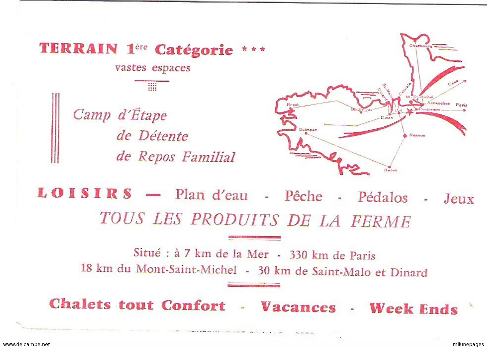 Carte Commerciale Ferme Camping Vieux Chêne à Baguer-Pican Ille Et Vilaine - Sports & Tourisme