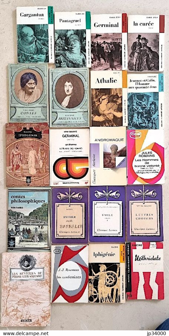 Lot 20 Livres Classiques Larousse, Hachette Etc.. Tous Différents. Littérature Française (Lot 1) - Lotti E Stock Libri