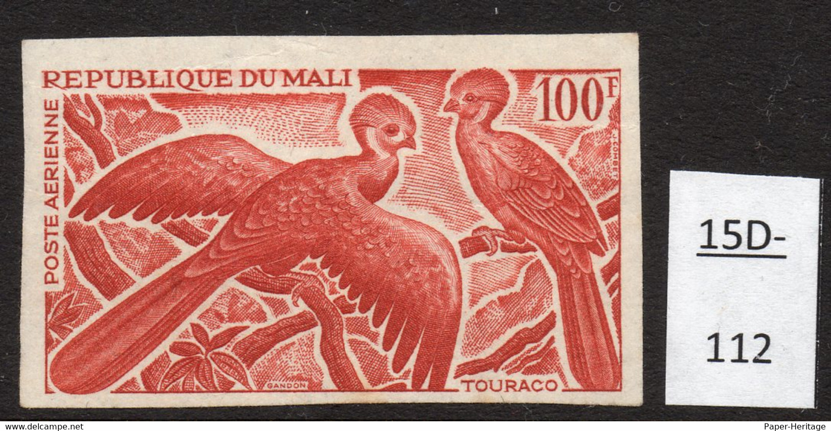 Mali 1965 100fr Turaco Oiseau Epreuve De Couleur, Bird Colour Trial / Proof In Deep Red-brown. Mint - Coucous, Touracos