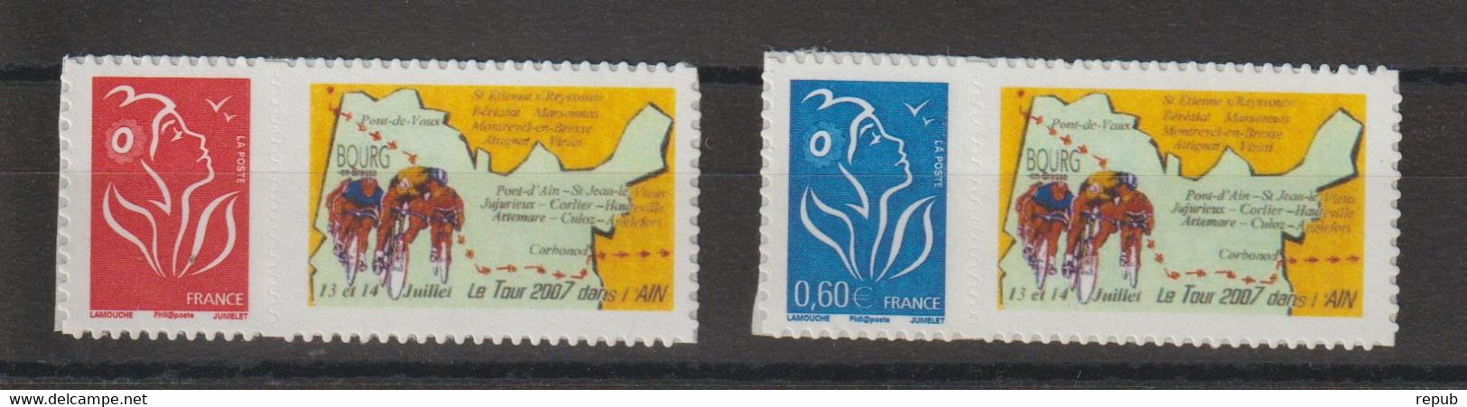 France Personnalisés Marianne 3902Ab Et 3966A ** MNH Logo Vélo Tour De France 2007 - Sonstige & Ohne Zuordnung