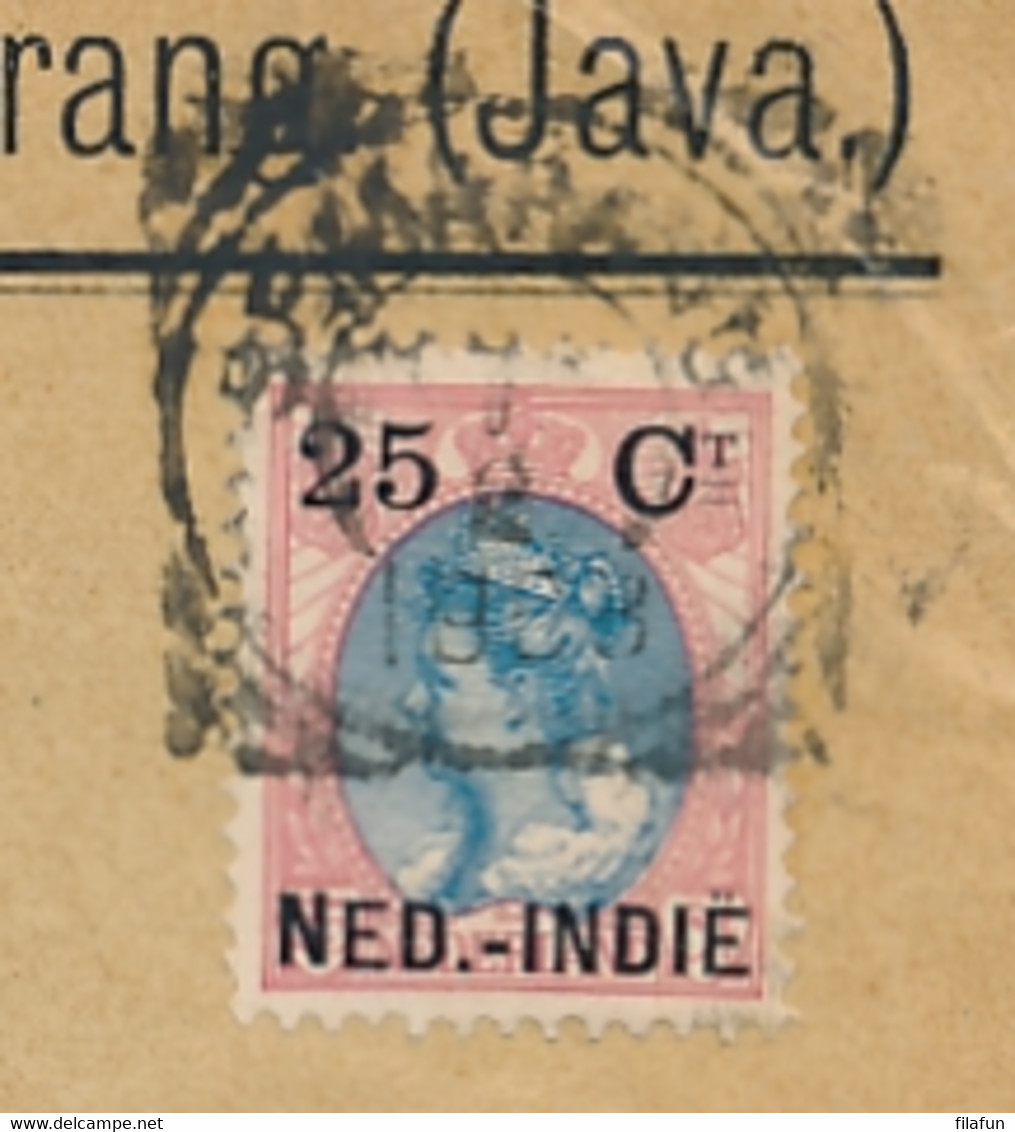 Nederlands Indië - 1903 - 25c Opdruk Op Bontkraag, Enkelfrankering Op Business Cover Van Semarang Naar München - Indie Olandesi