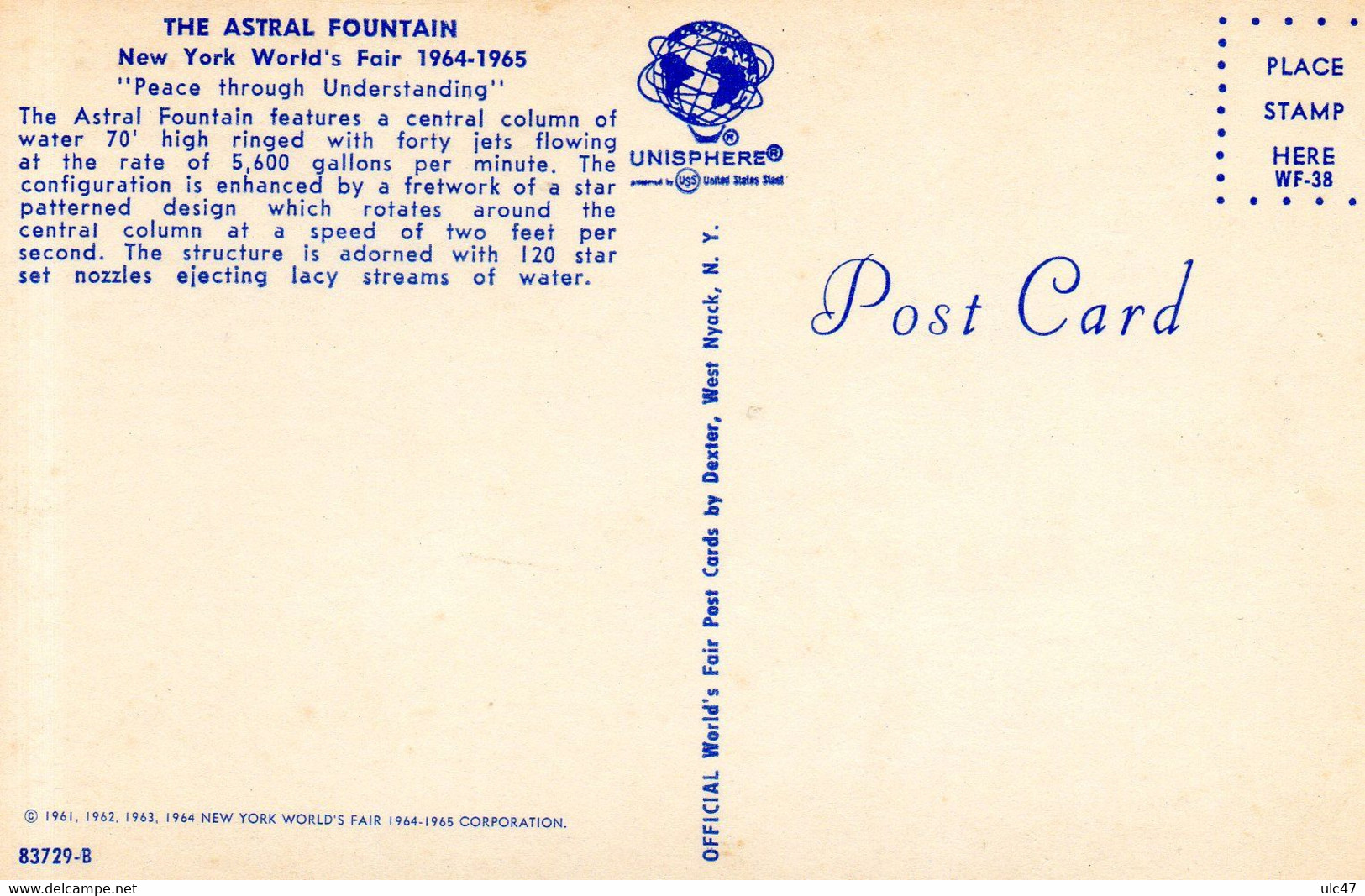 - THE ASTRAL FOUNTAIN - New York World's Fair 1964-1965 - Scan Verso - - Tentoonstellingen