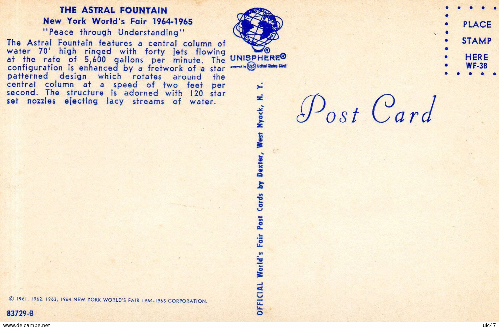 - THE ASTRAL FOUNTAIN - New York World's Fair 1964-1965 - Scan Verso - - Expositions