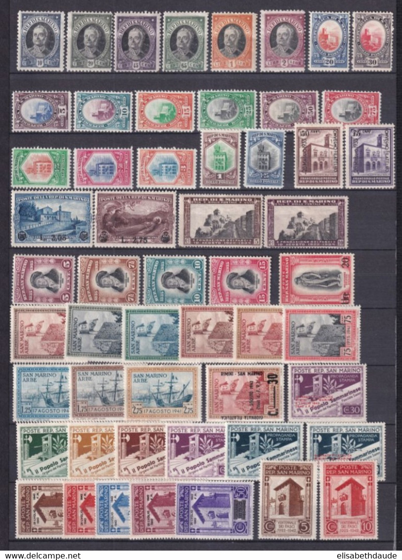 SAN MARINO - 1926/1943 - PETITE COLLECTION * MH (SOUVENT MLH !) - COTE YVERT = ENV. 200 EUR - Collections, Lots & Series