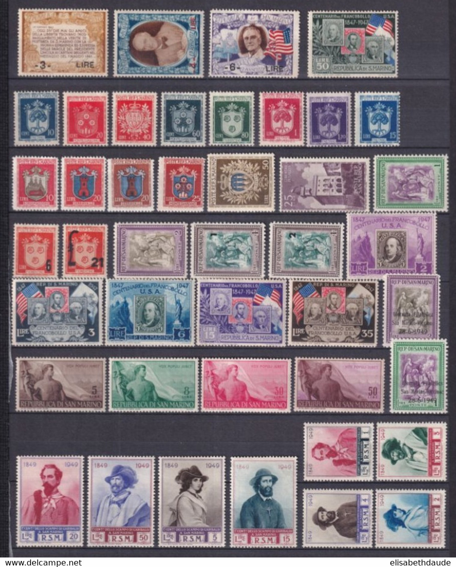 SAN MARINO - 1945/1949 - PETITE COLLECTION * MH (SOUVENT MLH !) - COTE YVERT = ENV. 100 EUR - Collections, Lots & Séries