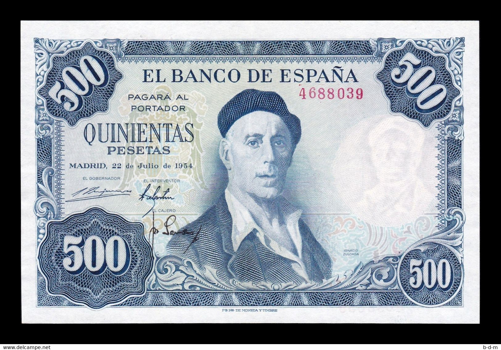 España Spain 500 Pesetas Ignacio Zuloaga 1954 Pick 148 Sin Serie EBC/+ XF/+ - 500 Peseten