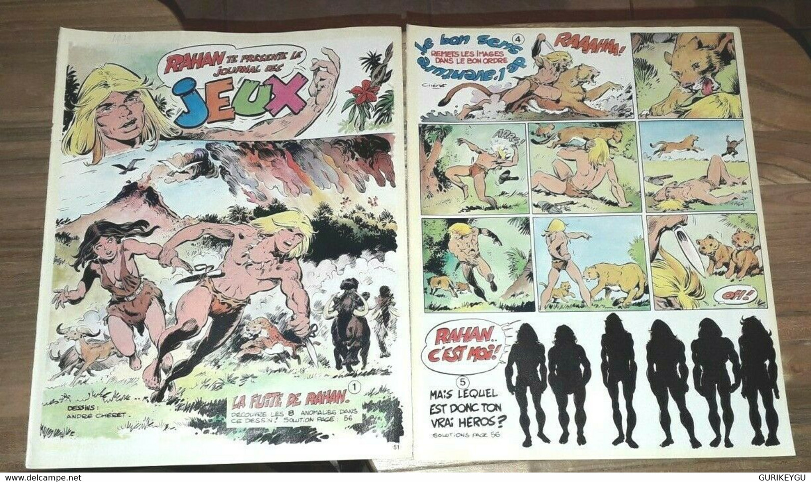 Journal Des Jeux Rahan Flècho Dessin André Cherret 10 Différences 6 Pages 1979 - Rahan