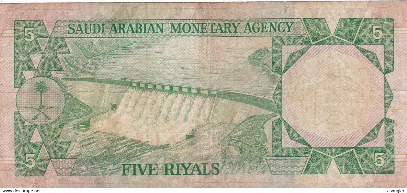 SAUDI ARABIA 5 RIYALS L. AH1379 1977 VG-F P-17b "free Shipping Via Regular Air Mail. (buyer Risk)" - Arabie Saoudite