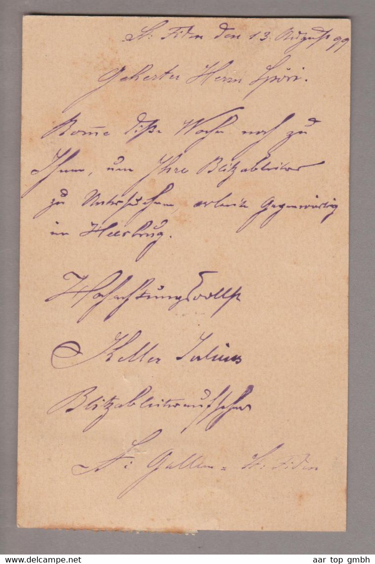 Liechtenstein Porto 1899-08-16 CH-anzsache 5Rp. Nach Vaduz Taxiert 2x 2Heller Portom. AT Mi#P2 - Postage Due