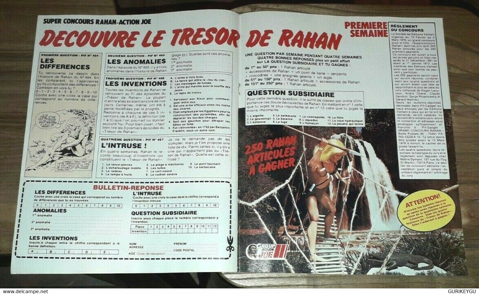 Découvre Le Trésor De Rahan Dessin A Cherret Concours Action Joe 2 Pages 1978 - Rahan