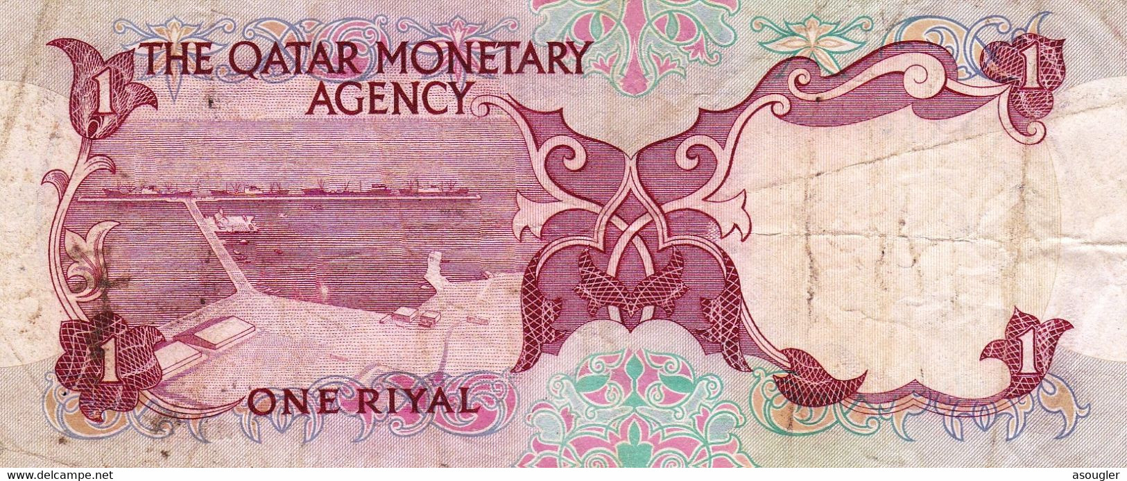 Qatar 1 Riyal ND (1973). F-VF P-1a "free Shipping Via Registered Air Mail" - Qatar