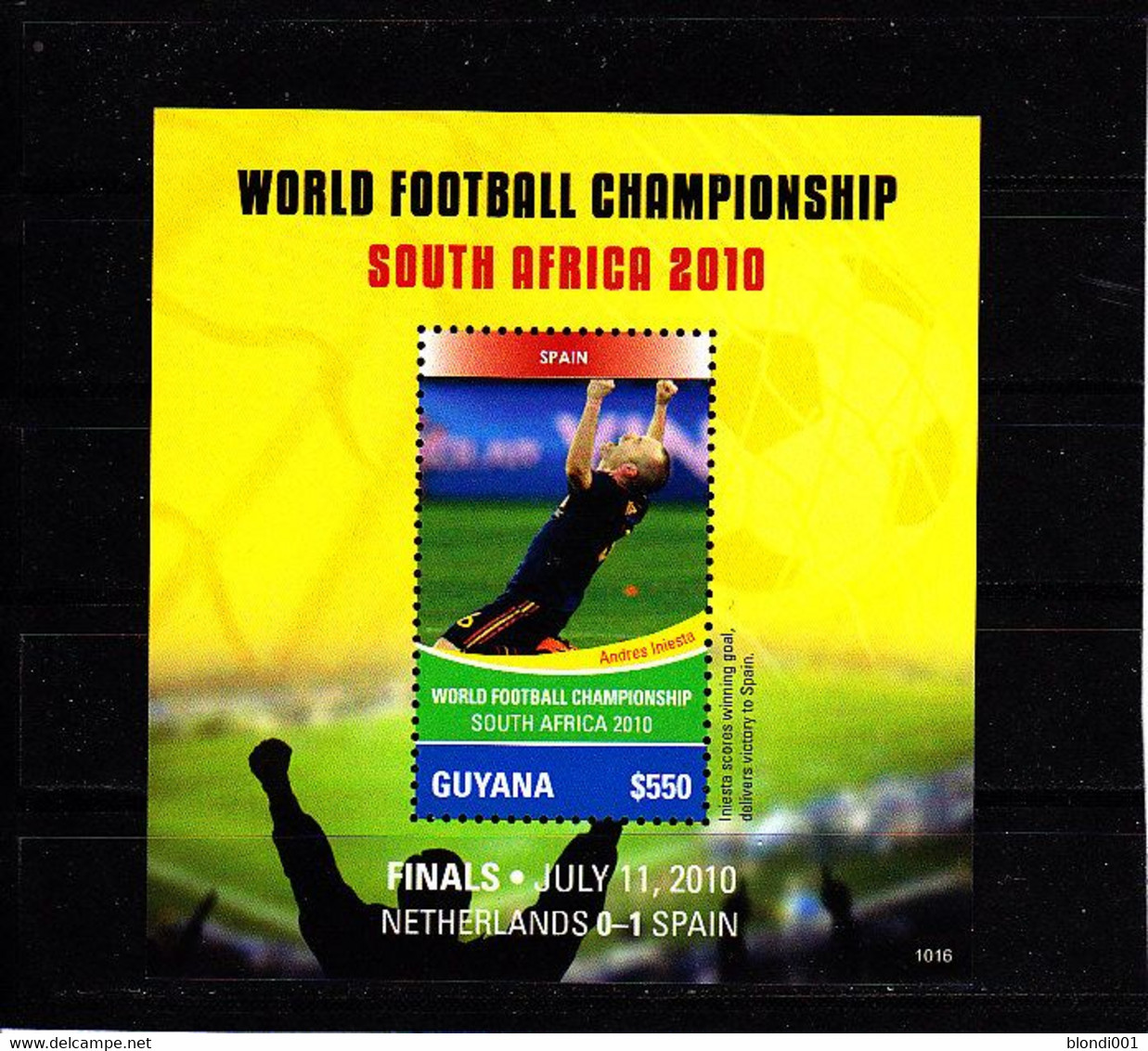 Soccer World Cup 2010 - GUYANA - S/S MNH Team Spain - 2010 – África Del Sur