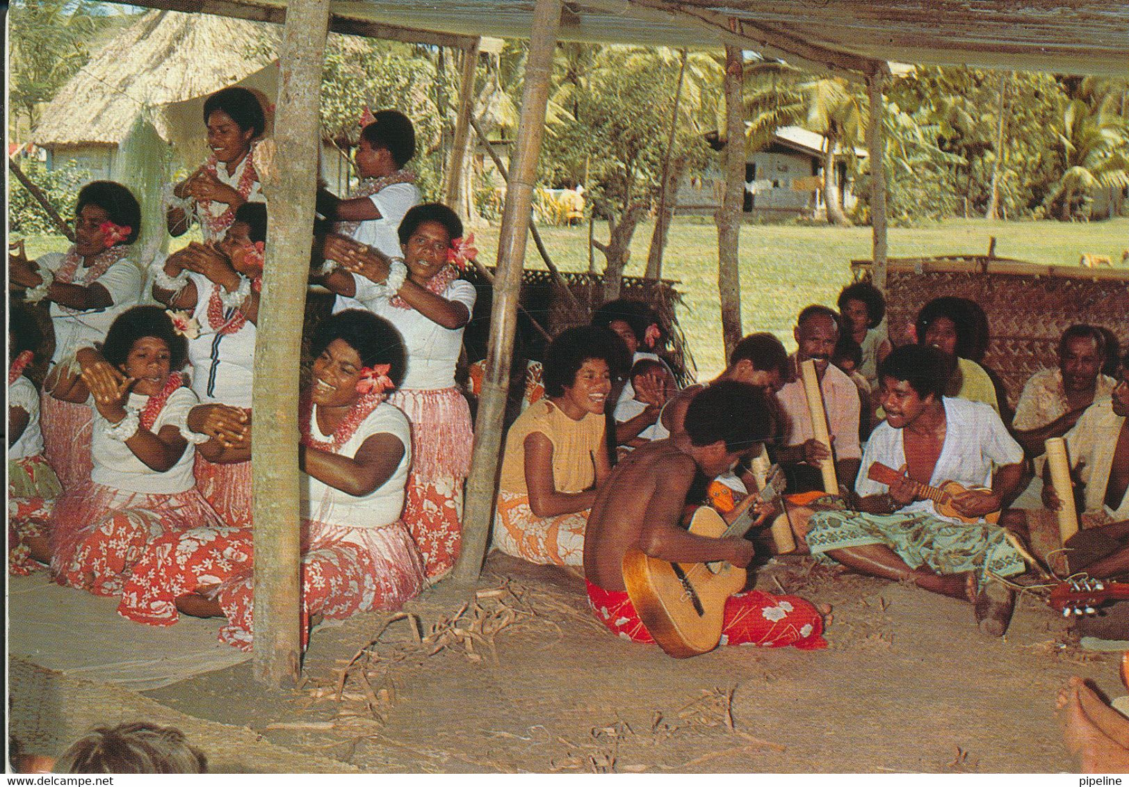 Fiji Postcard Sent To Denmark 3-10-1985 (Village Entertainment) - Fidji