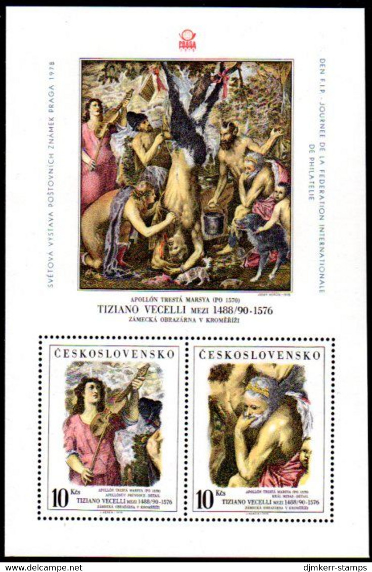 CZECHOSLOVAKIA 1978  FIP Day Overprint OnTitian Painting Block MNH / **.  Michel Block 38 - Unused Stamps