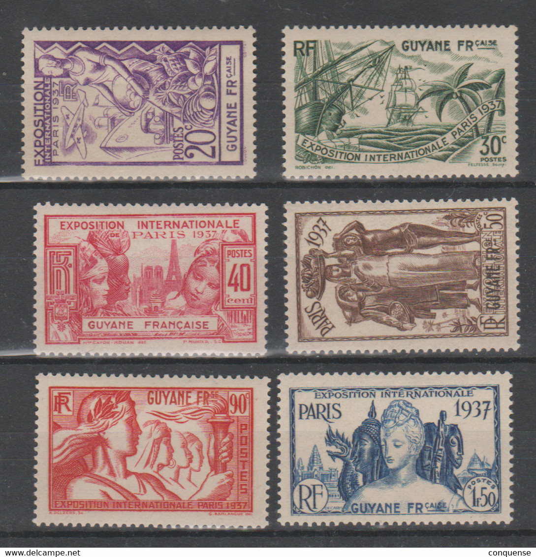 GUYANA-FRA   1937  *   MN  YVERT    143\48 - BUENOS - ESPOSICION - DE  PARIS - 1937 Exposition Internationale De Paris
