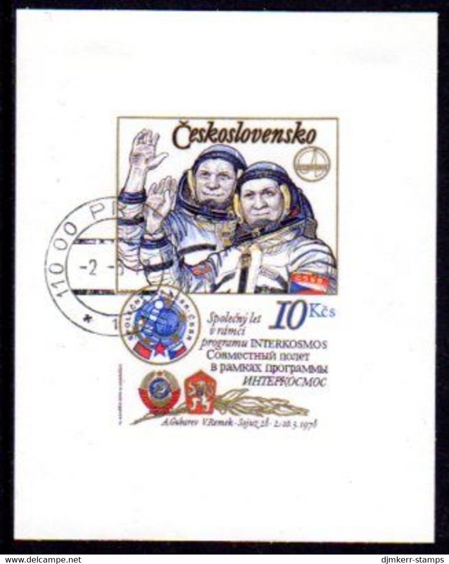 CZECHOSLOVAKIA 1979 Czech-Soviet Space Flight Imperforate Block Type II Used..  Michel Block 39 II B - Used Stamps