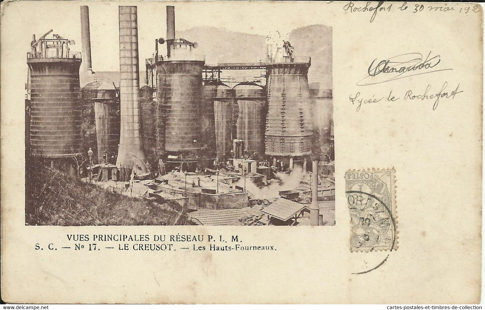 VUES PRINCIPALES DU RESEAU P.I.M. , LE CREUSOT , Les Hauts-Fourneaux , 1902 , Carte Précurseur , µ - Le Creusot