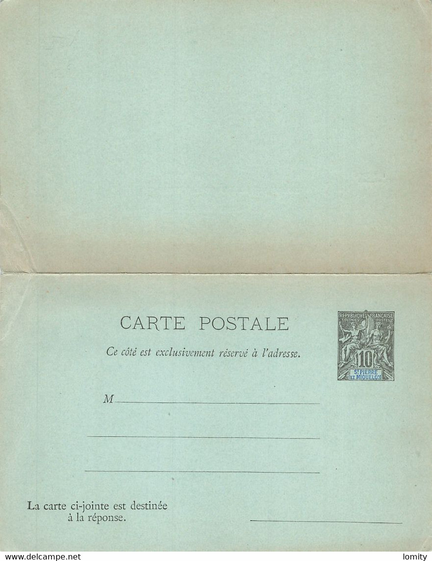 Saint Pierre Et Miquelon Double Carte Entier Postal Neuf + Réponse 1892 Type Groupe Allégorique N°6 CP Et 7 CPRP - Covers & Documents