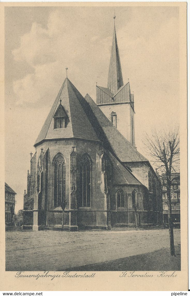 Germany Postcard Tausindjahriges Duderstadt St. Servatius Kirche Duderstadt 18-12-1930 - Duderstadt