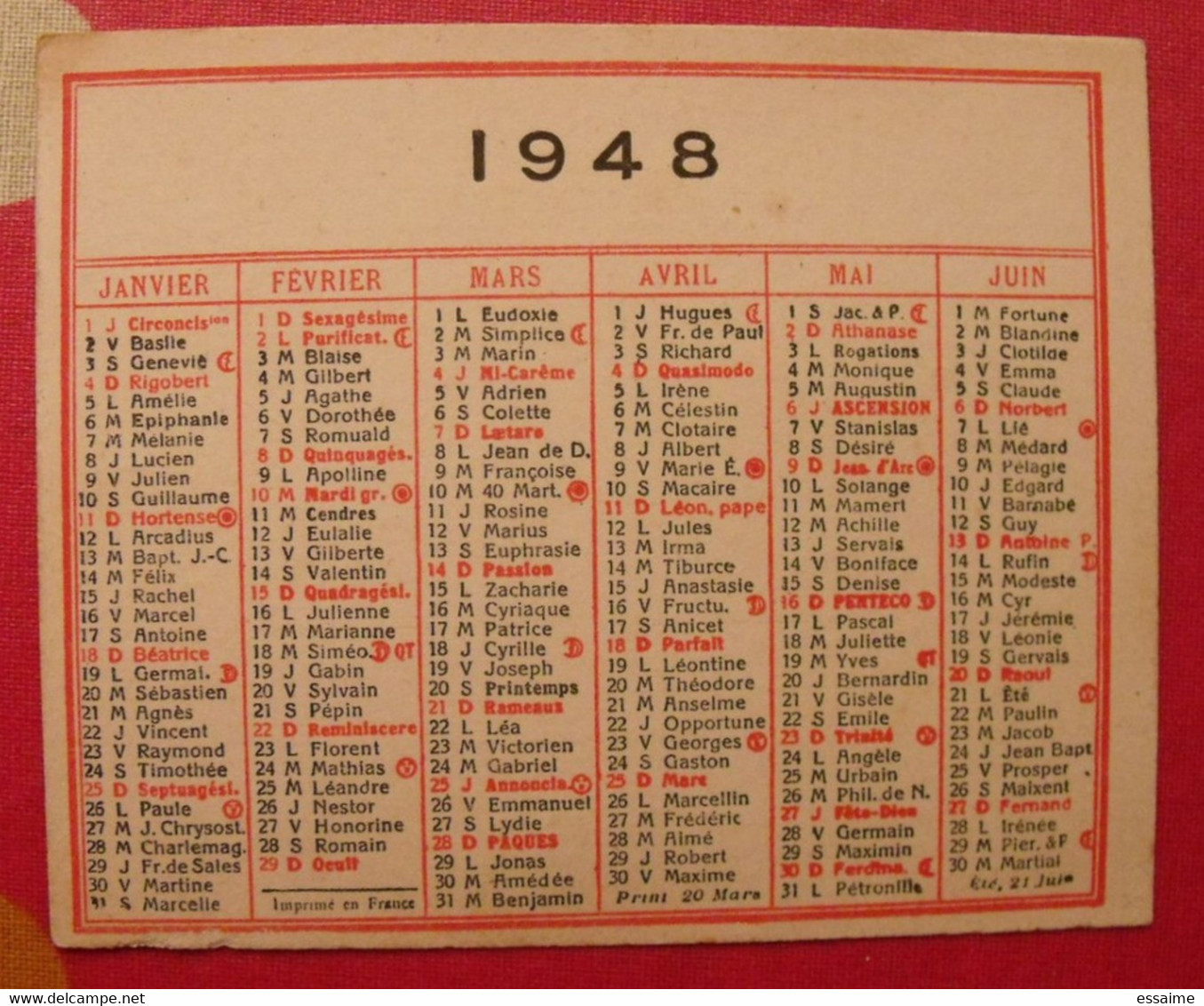 Petit Calendrier 1948. - Grand Format : 1941-60
