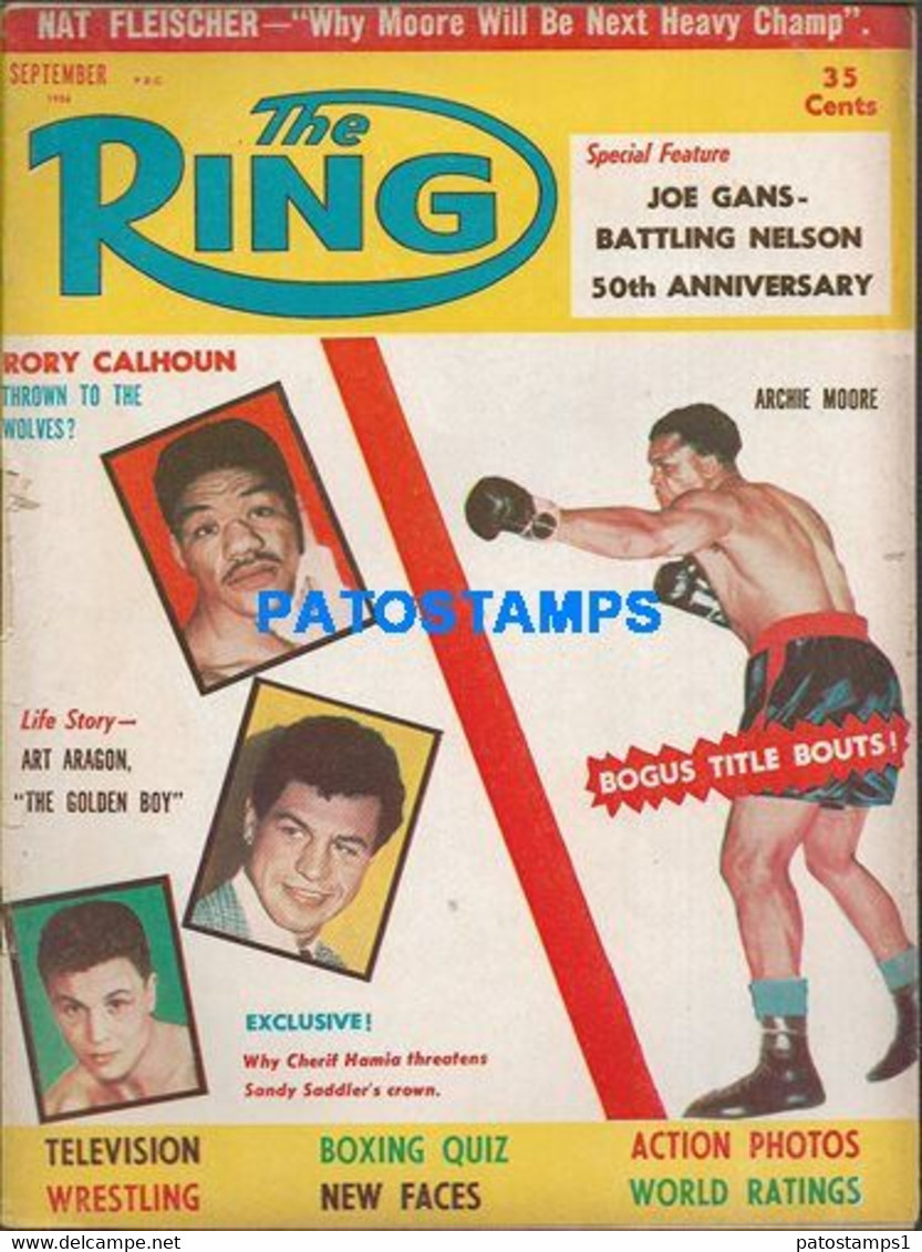 174393 SPORTS MAGAZINE THE RING RORY CALHOUN ARCHIE MOORE JOE GANS - BATTLING NELSON 50º ANNIVERSARY 1956 NO POSTCARD - Sonstige & Ohne Zuordnung