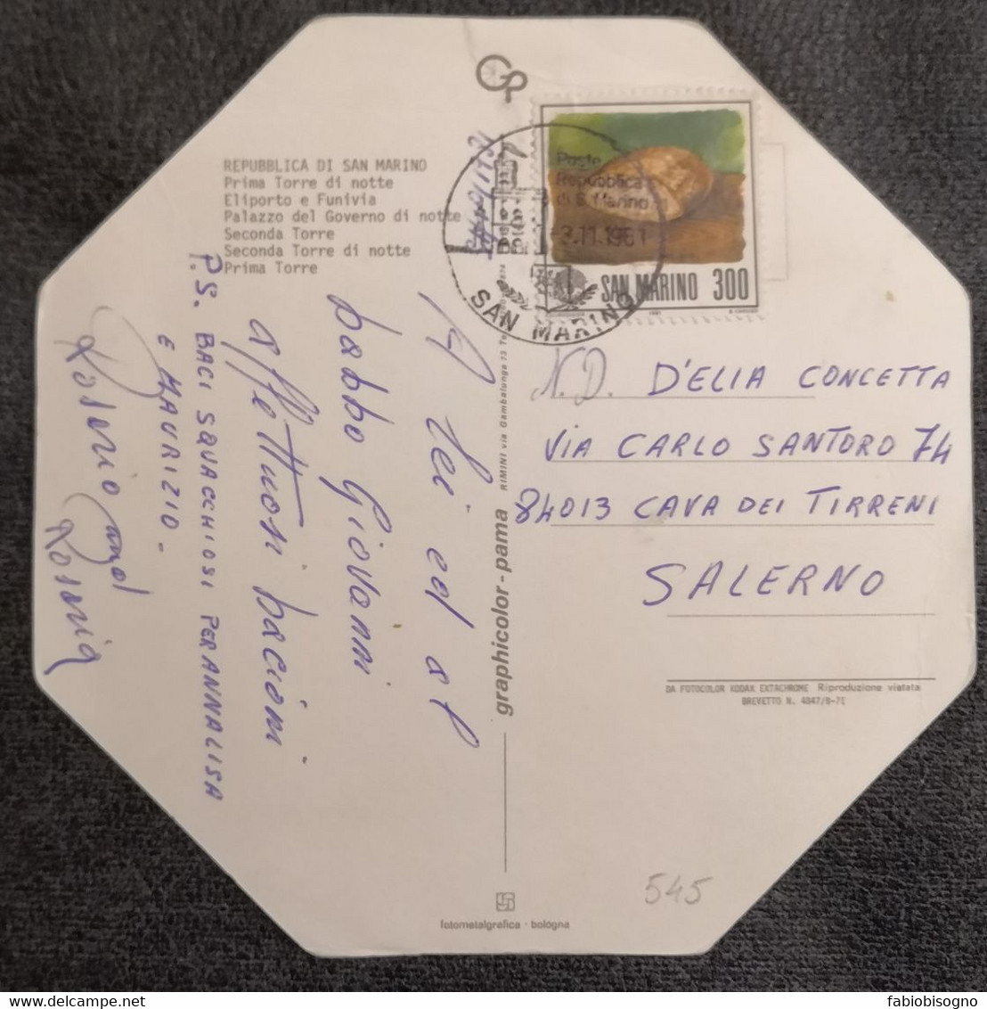 San Marino 3.11.1981 - Pane L.300 - Cartolina Viaggiata - Storia Postale