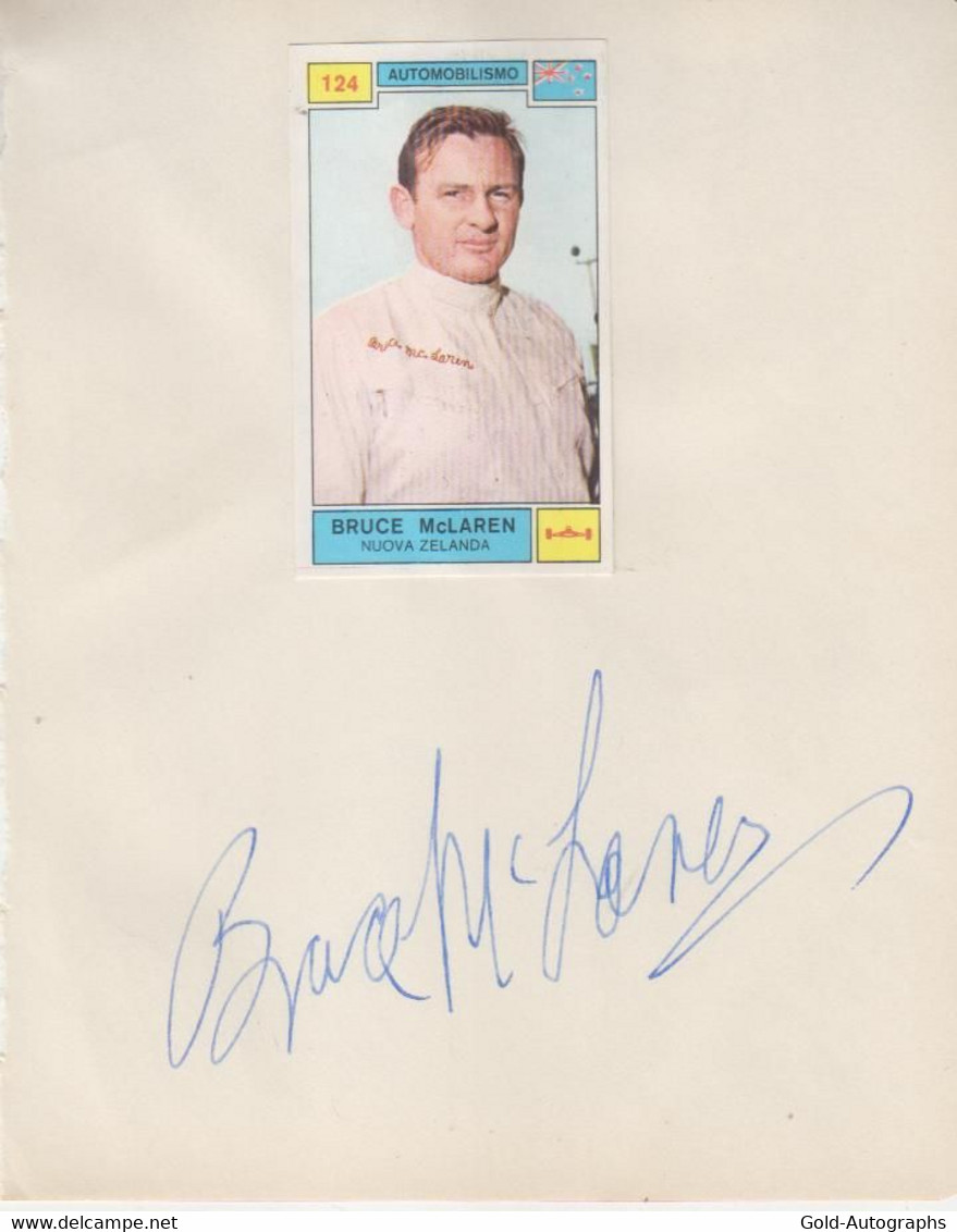 Bruce McLaren (†1970) Formula One  Champion -  Autograph On Page 12x15cm ,autografo, Autographe, - Altri & Non Classificati