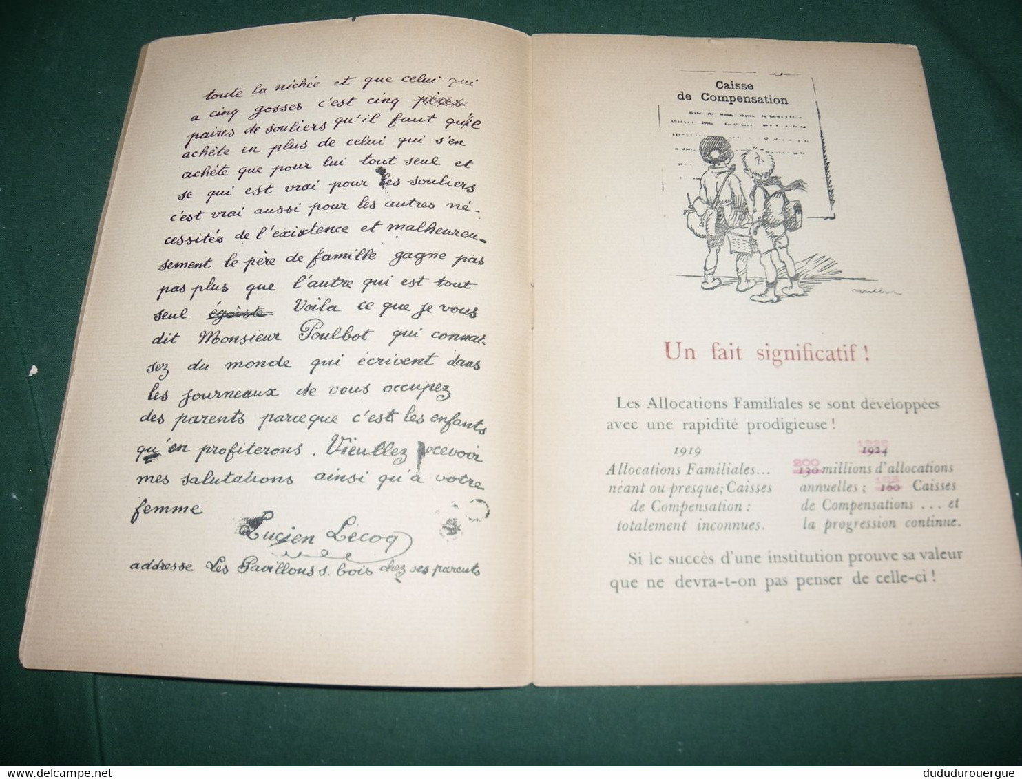 POULBOT ET LES ALLOCATIONS FAMILIALES , PLUS UN DESSIN ( QUANT TU AURAS DES MOMES AUTANT QUE J EN AI .....) - Altri & Non Classificati