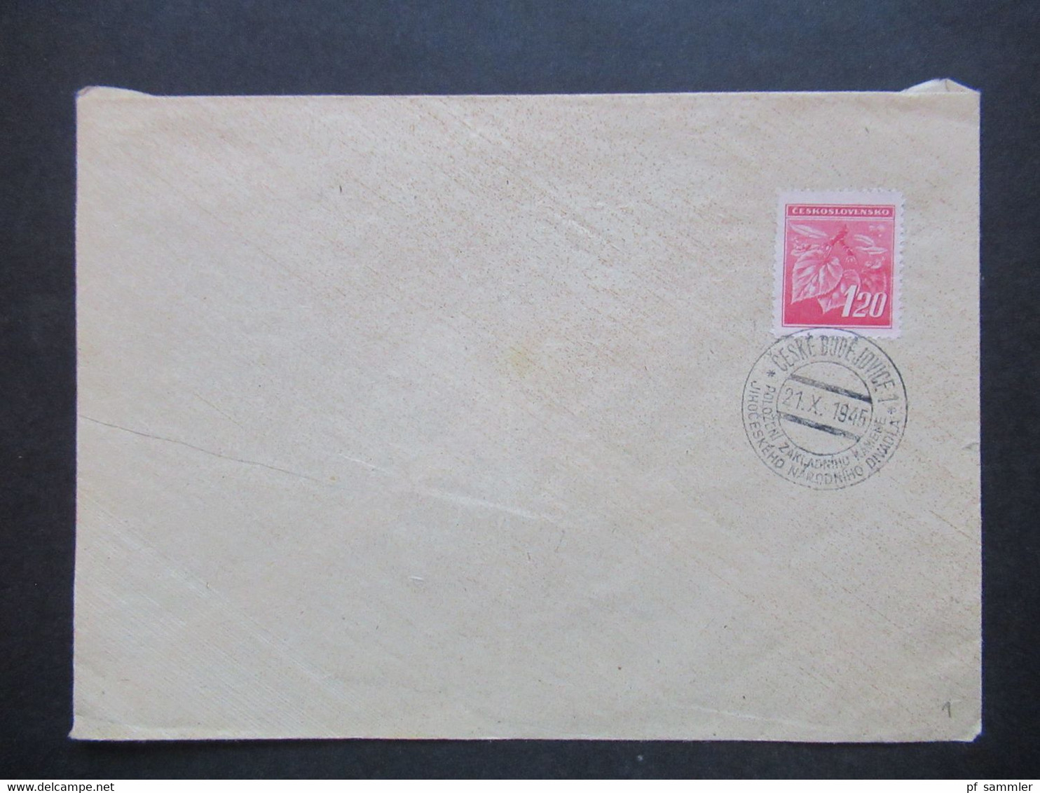 CSSR 21.10.1945 Nr.430 Mit Sonderstempel Ceske Budejovice 1 Kurz Nach Dem Ende Des 2.WK Ausgabe Lindenzweig - Covers & Documents