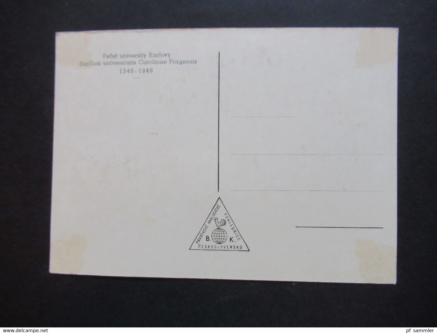 CSSR 1948 Nr.536 600 Jahre Karls- Universität Maximumkarte MK SST Praha 7.4.1948 - Brieven En Documenten