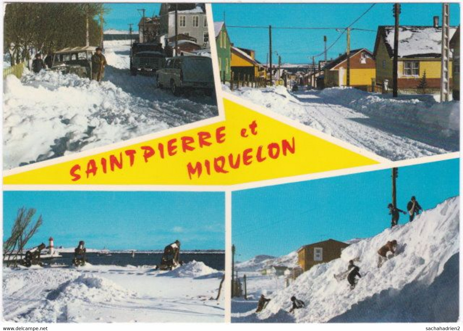 975. Gf. Souvenir De SAINT-PIERRE-ET-MIQUELON. L'hiver à Saint-Pierre. 4 Vues. 149-35 - Saint Pierre And Miquelon