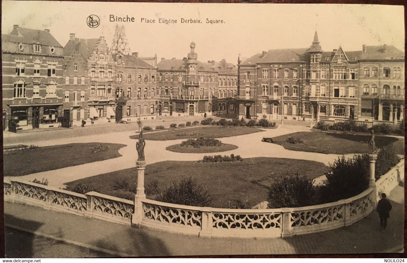 CPA, écrite En 1928, BINCHE. PLACE EUGENE DERBAIX. SQUARE, éd Nels, BELGIQUE - Binche