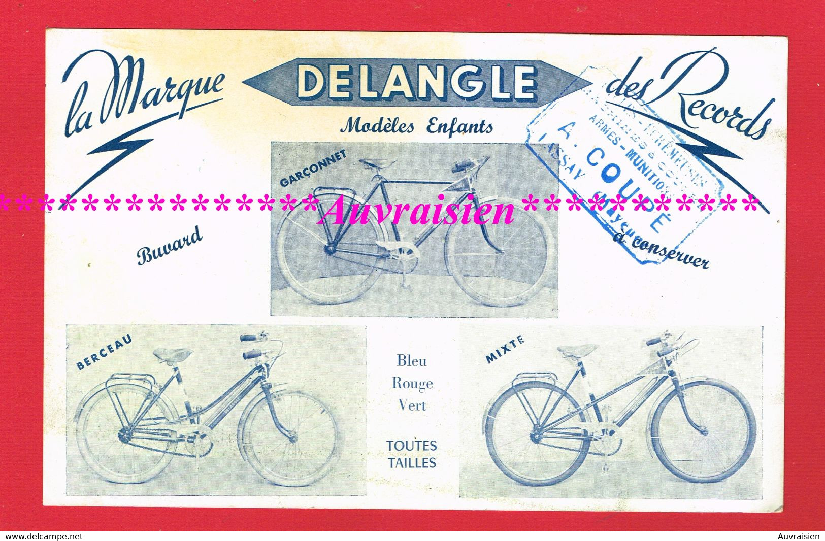 1 Buvard ... Sport Cyclisme ... Vélo Bicyclette DELANGLE ... - Sport