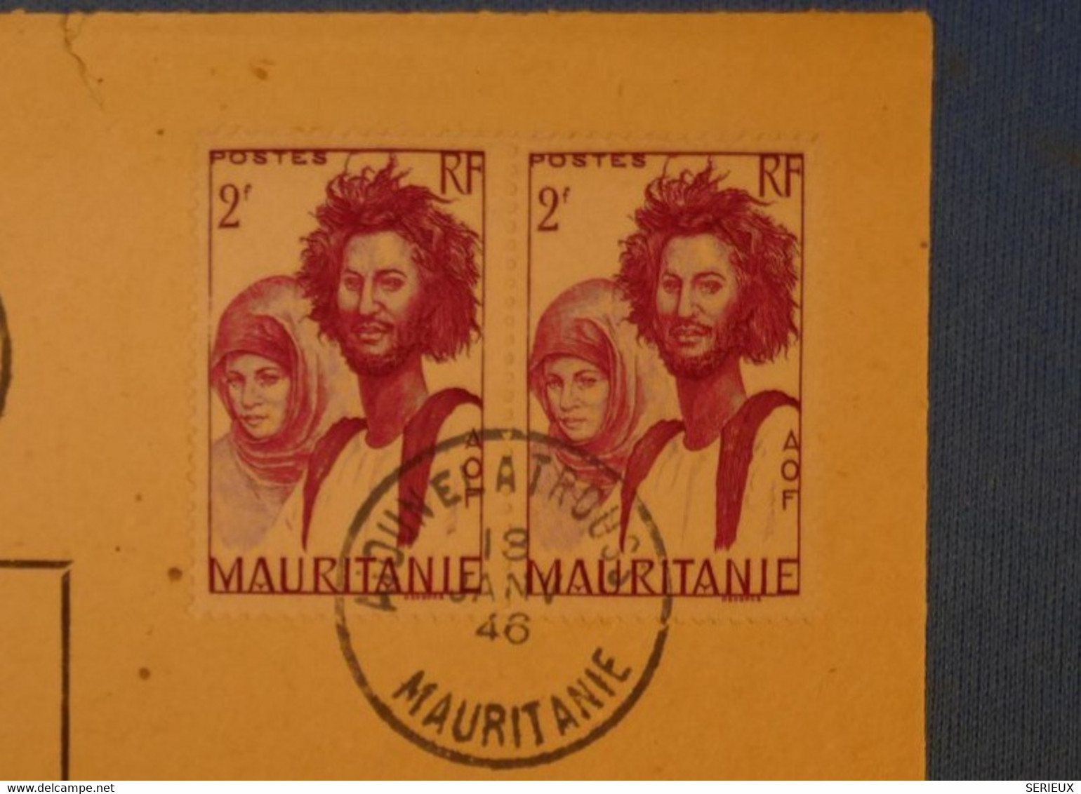 F4 MAURITANIE BELLE LETTRE 1946 PAR AVION IER VOL CIRCUIT TRANSMAURITANIE AIOUNETROUSS POUR SAINT LOUIS SENEGAL + PAIRE - Covers & Documents