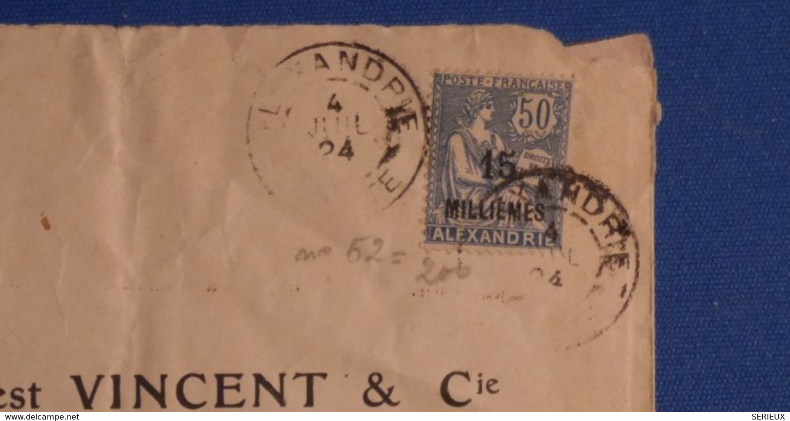 M21 EGYPTE BELLE LETTRE 1924 ALEXANDRIE POUR LYON FRANCE+ AFFRANCH INTERESSAN - Briefe U. Dokumente