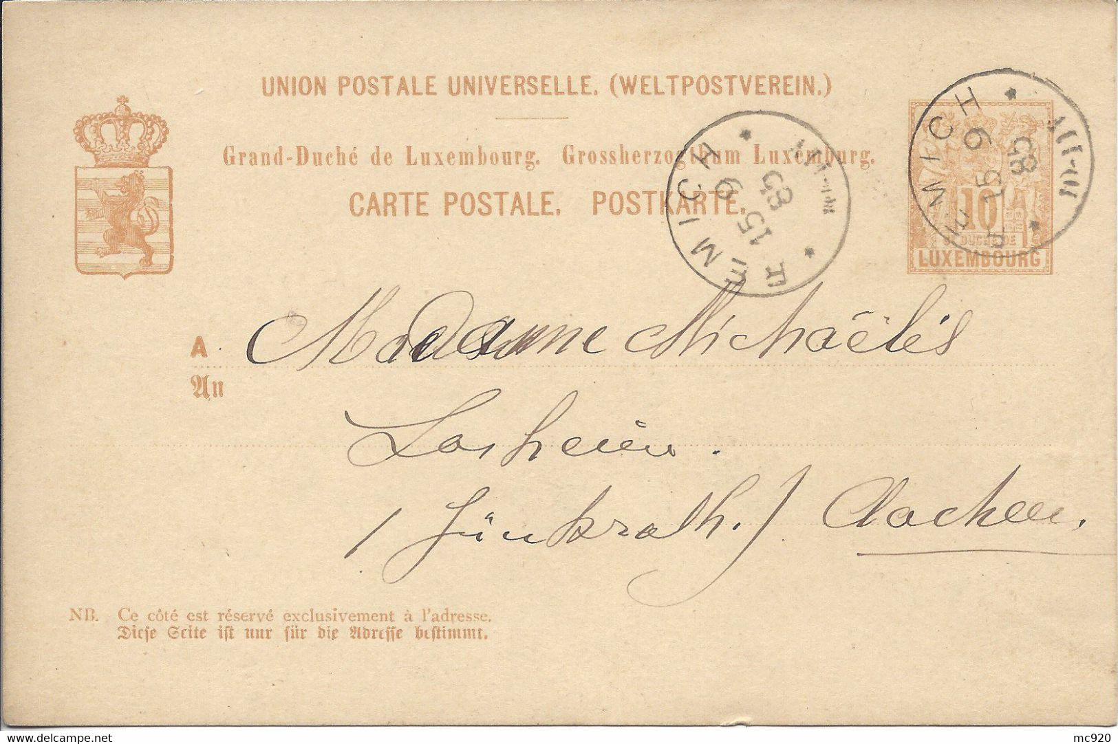 Luxembourg Luxemburg 4 Cartes Postales P44 10c Oblitérée. 2 CP Avec Cachet à Date Paris Etranger Bleu - Entiers Postaux