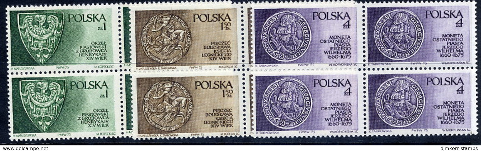 POLAND 1975 Piast Dynasty In Blocks Of 4 MNH / **. Michel 2416-18 - Ungebraucht