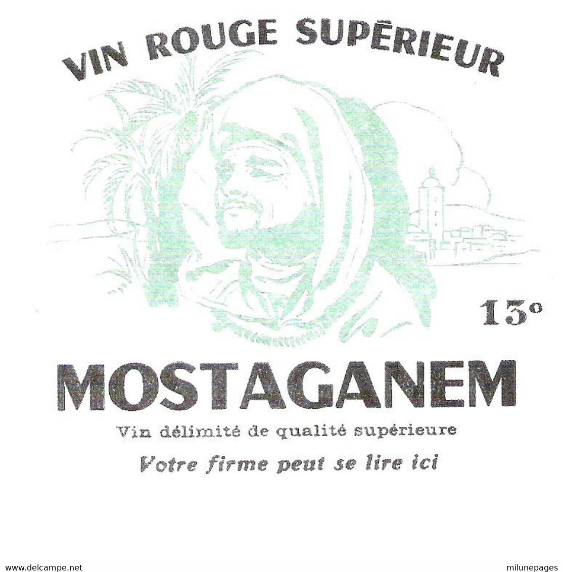 Etiquette Du Vin Rouge Supérieur De Mostaganem Spécimen De Démonstration Pour Personnalisation - Rotwein