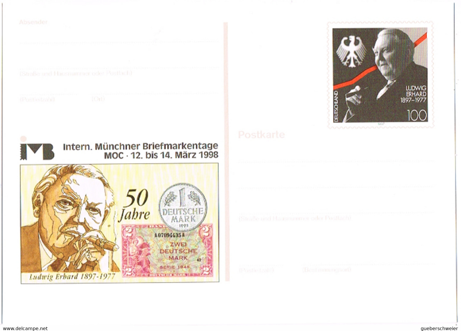 L-ALL-238 - ALLEMAGNE Entier Postal Illustré Ludwig Erhard Munich 1998 - Cartes Postales Privées - Neuves