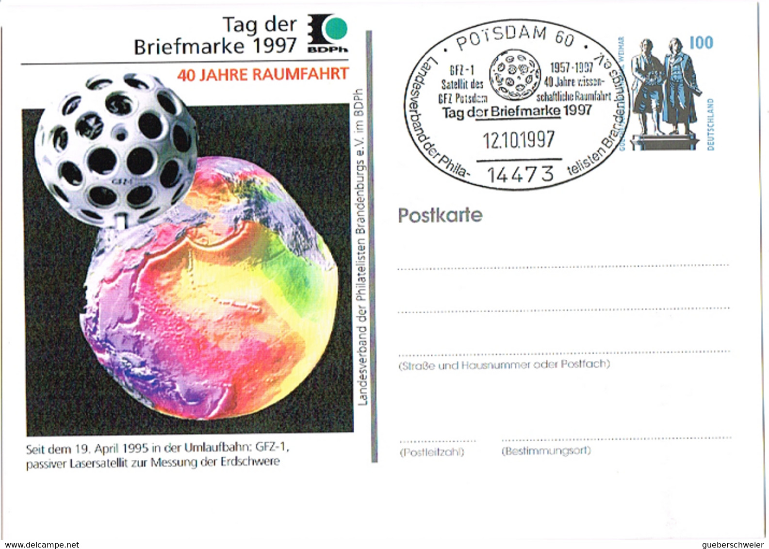 L-ALL-240 - ALLEMAGNE Entier Postal Illustré 40 Ans De Vols Cosmiques Journée Du Timbre 1997 De Potsdam - Privatpostkarten - Ungebraucht
