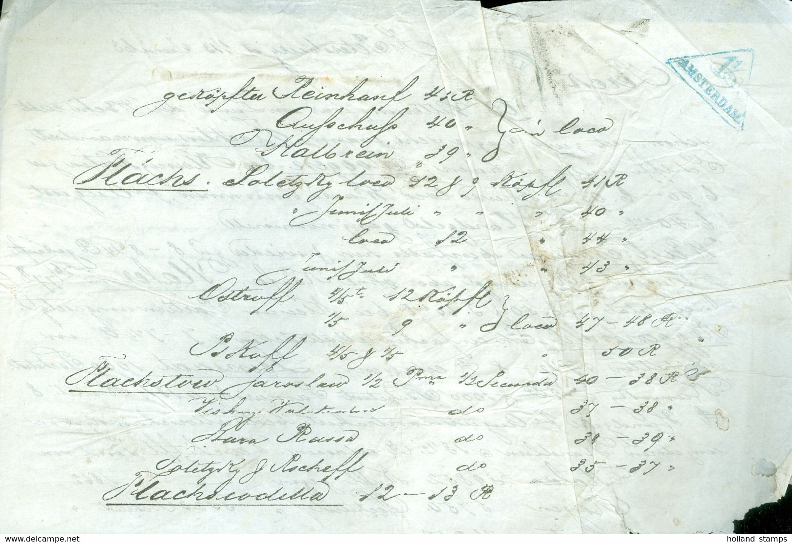 DRIEHOEKSTEMPEL 1 1/2 C * Uit 1863 Op Handgeschreven Brief Van St. PETERSBURG Naar AMSTERDAM  (12.109) - Revenue Stamps